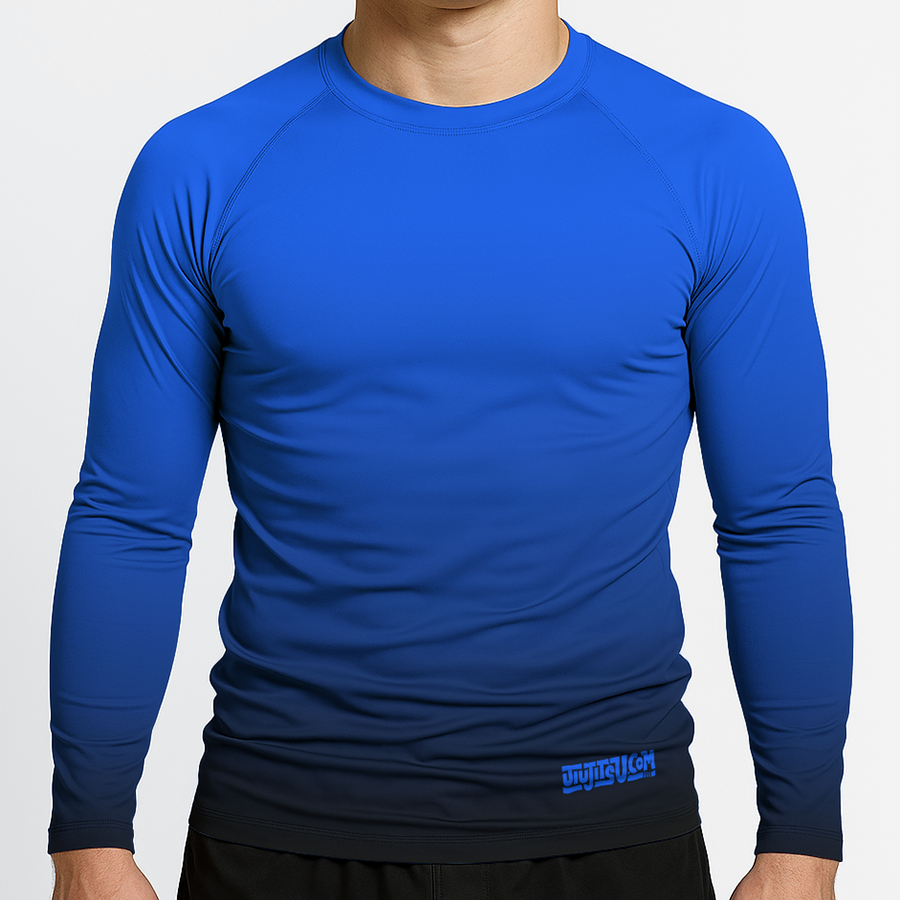 Jiujitsu.com Long Sleeve Ranked Rashguard - Blue