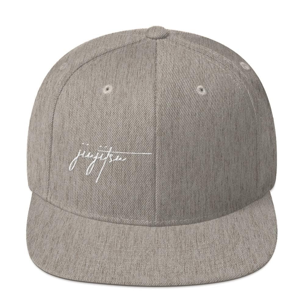 BJJ Religion Script Snapback Hat Heather Grey