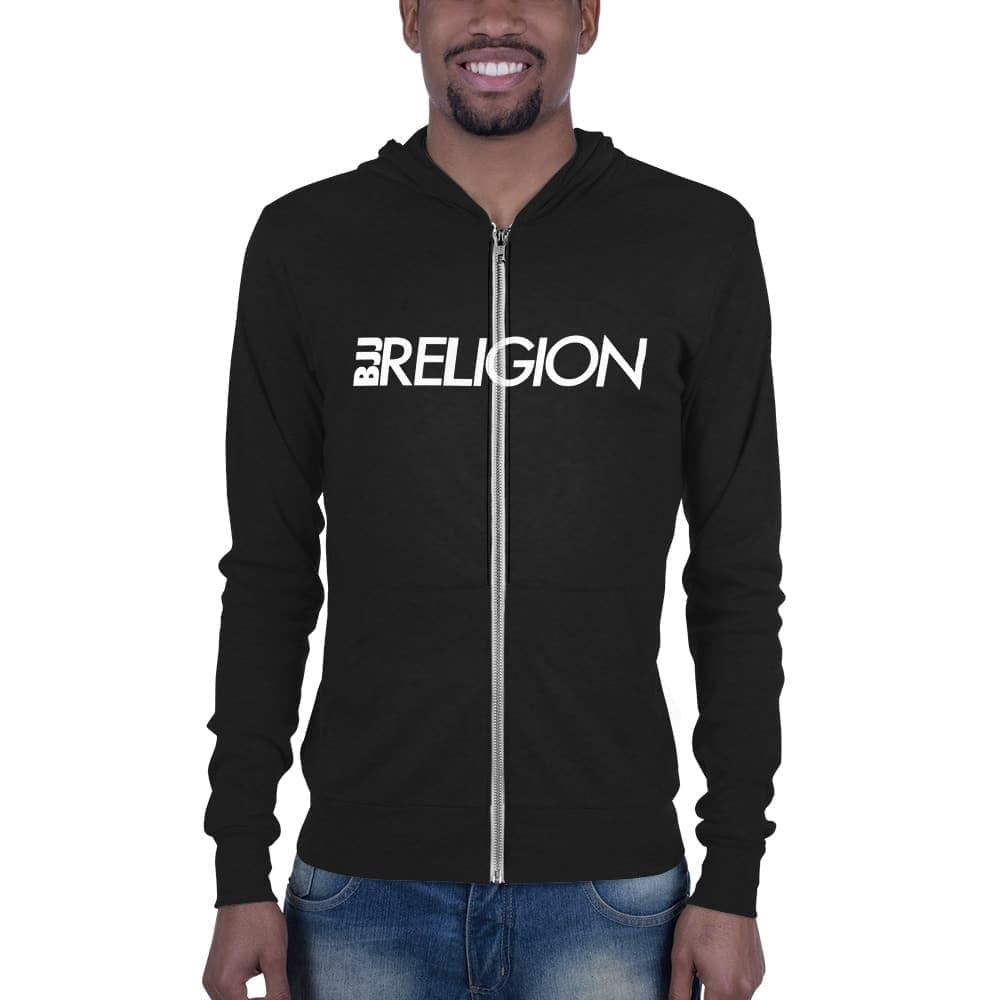 BJJ Religion Zip Hoodie Solid Black Triblend XS