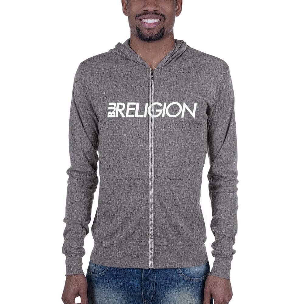 BJJ Religion Zip Hoodie Grey Triblend XS