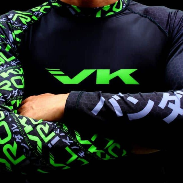 Vandal Kimonos Ground Work Rashguard Black/Green Youth Large