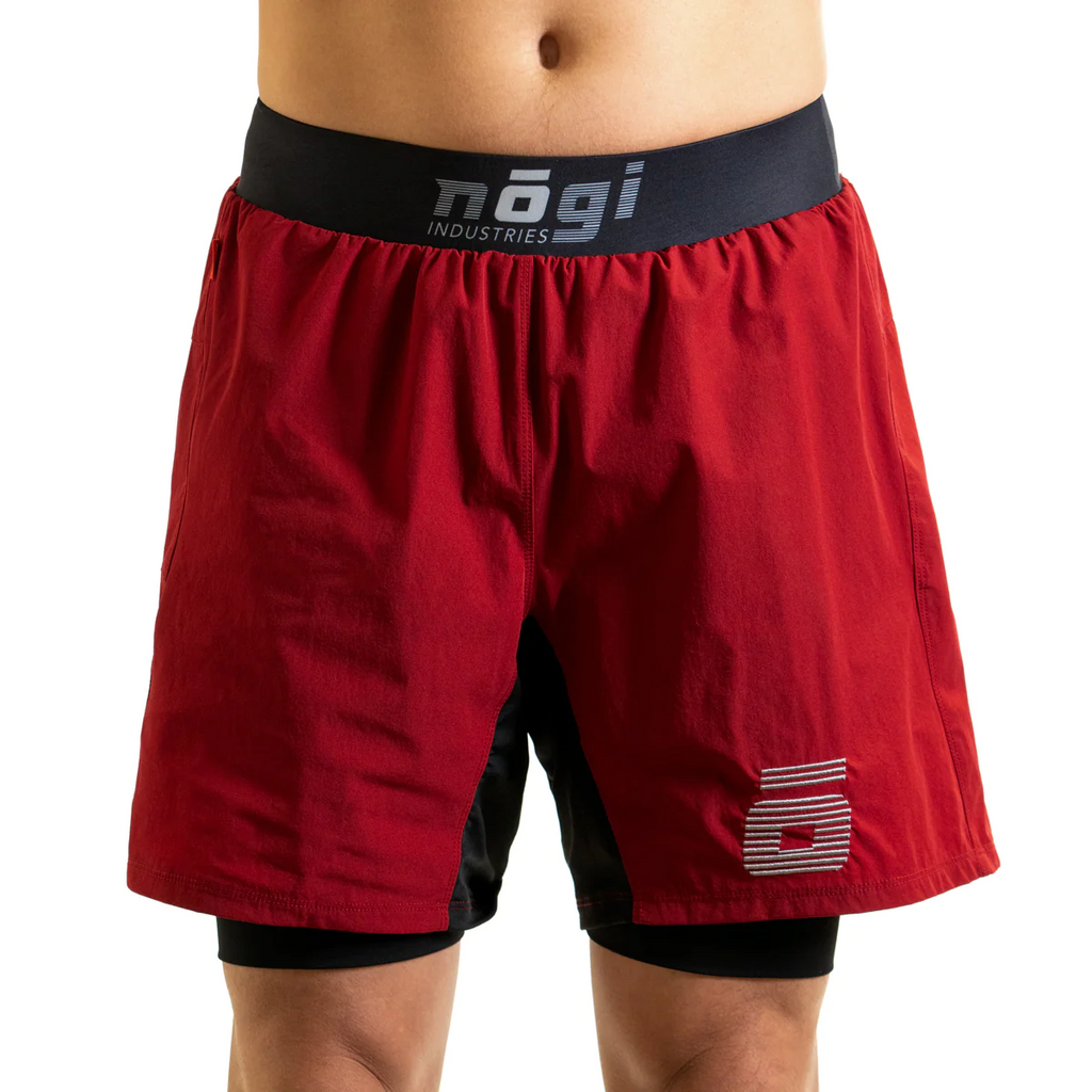 NOGI Industries Ghost Premium Grappling Shorts - 7" Inseam Red XS 
