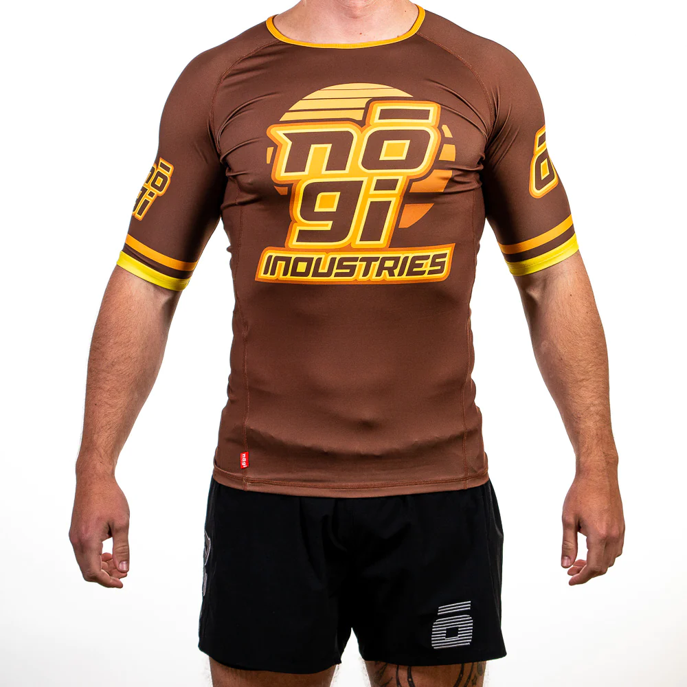 NOGI Industries '7Four Short Sleeve Ranked Rashguard Brown S 