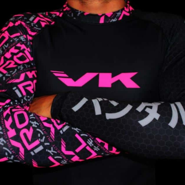 Vandal Kimonos Ground Work Rashguard Black/Pink Youth Large 